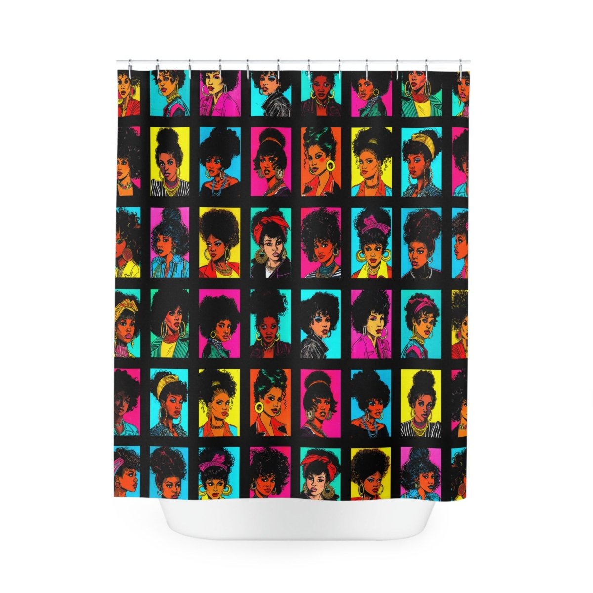 80s Hair Shower Curtain - Afrocentric Art by The Trini Gee