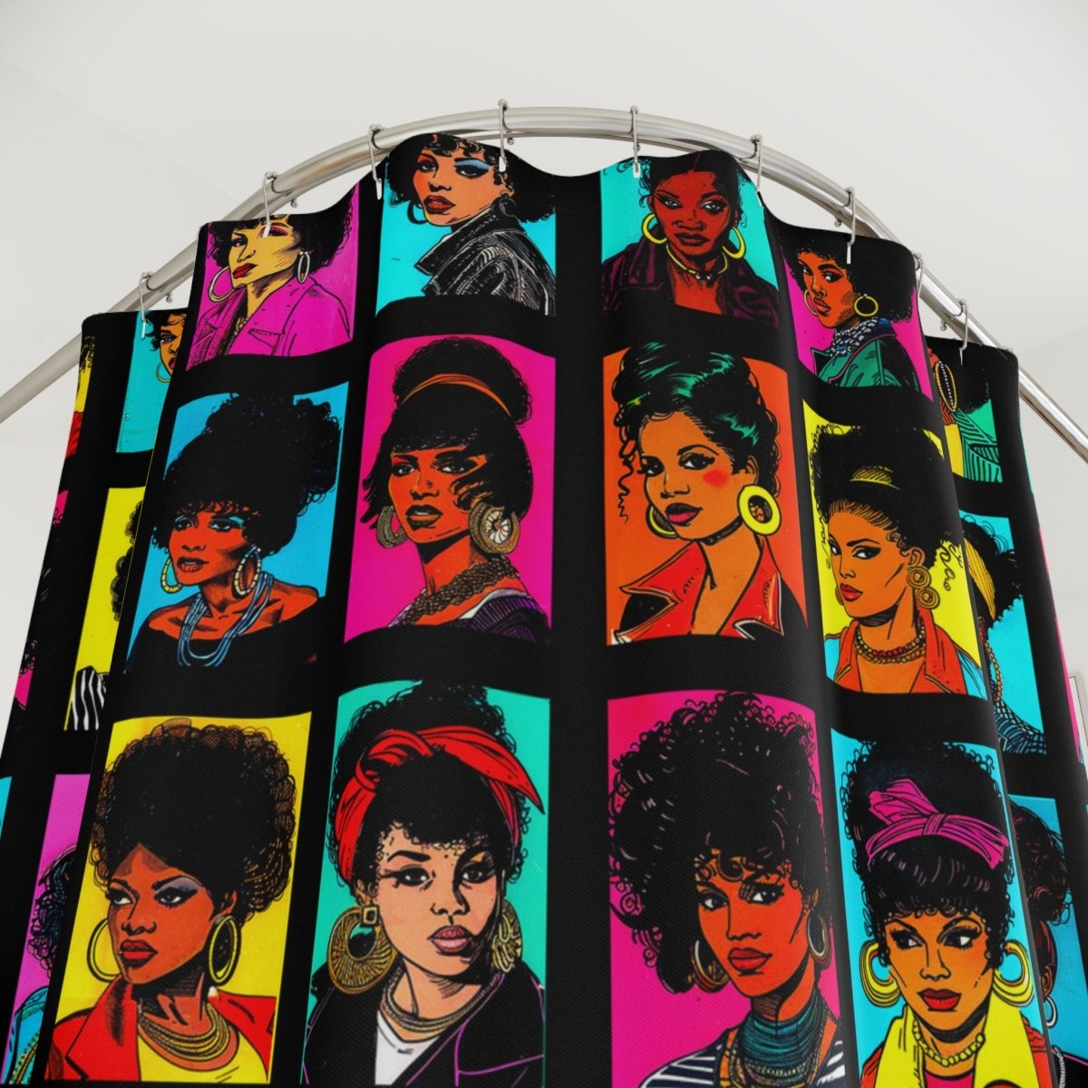 80s Hair Shower Curtain - Afrocentric Art by The Trini Gee