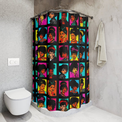 80s Hair Shower Curtain - Afrocentric Art by The Trini Gee