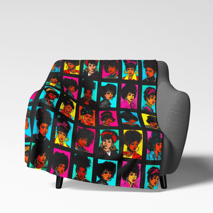 80s Hairstyles Blanket - Afrocentric Art by The Trini Gee