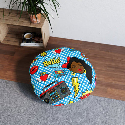 80s Vibe Floor Pillow - Afrocentric Art by The Trini Gee