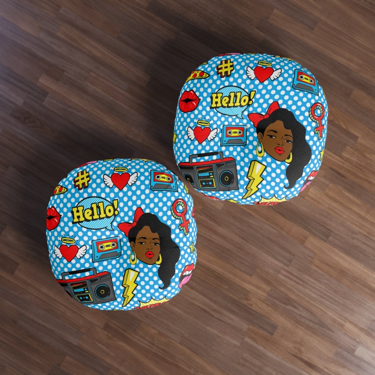 80s Vibe Floor Pillow - Afrocentric Art by The Trini Gee