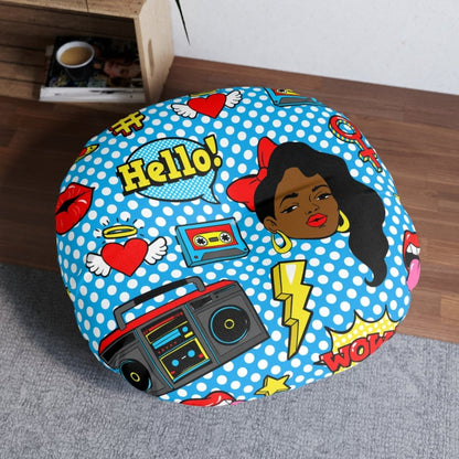 80s Vibe Floor Pillow - Afrocentric Art by The Trini Gee