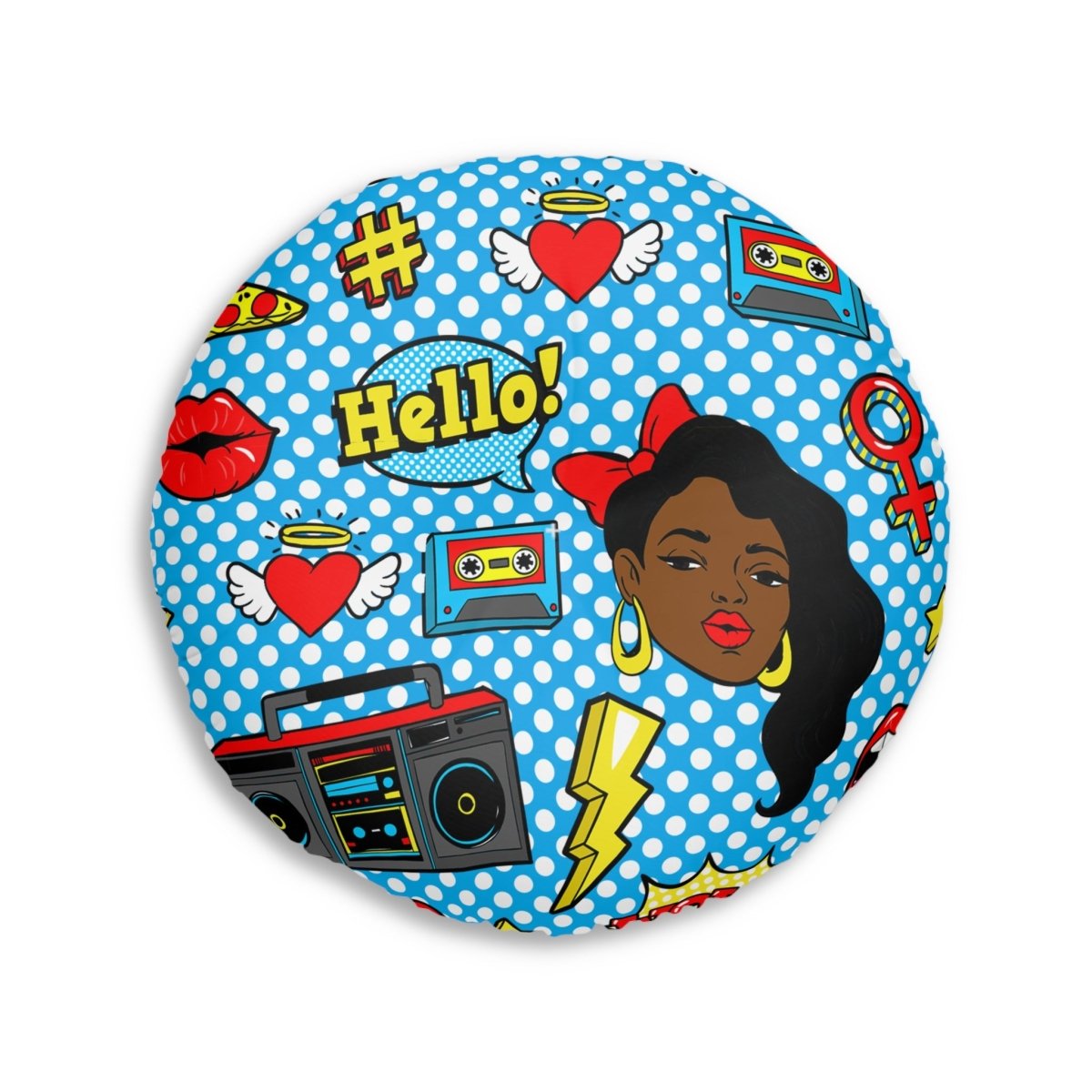 80s Vibe Floor Pillow - Afrocentric Art by The Trini Gee