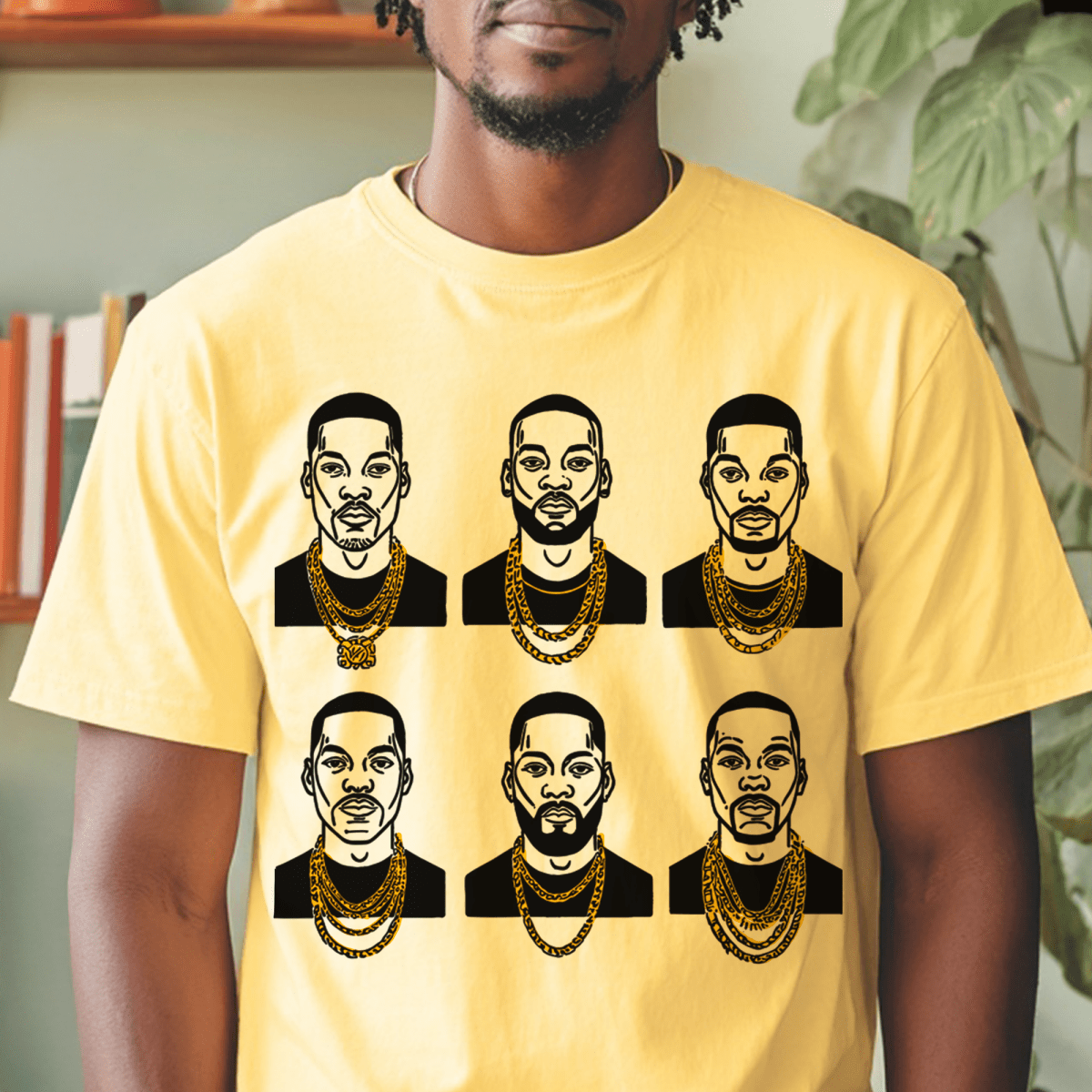 80s Vibe Gold Chains Shirt - Afrocentric Art by The Trini Gee