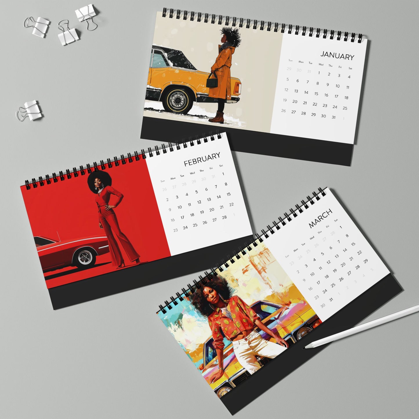 Classic Cars 2025 Desktop Calendar