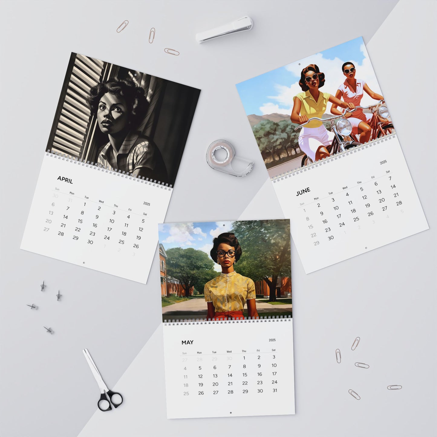 Retro Melanin Vibe 2025 Wall Calendar