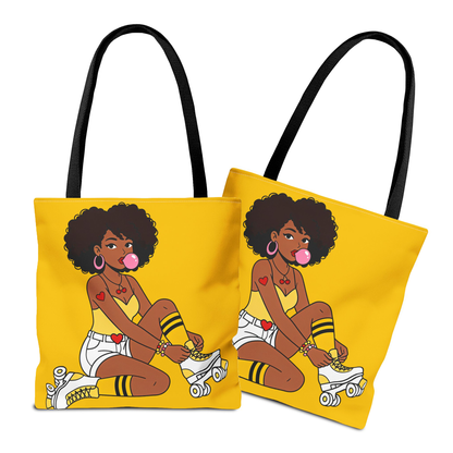 Afro Roller Girl Tote Bag