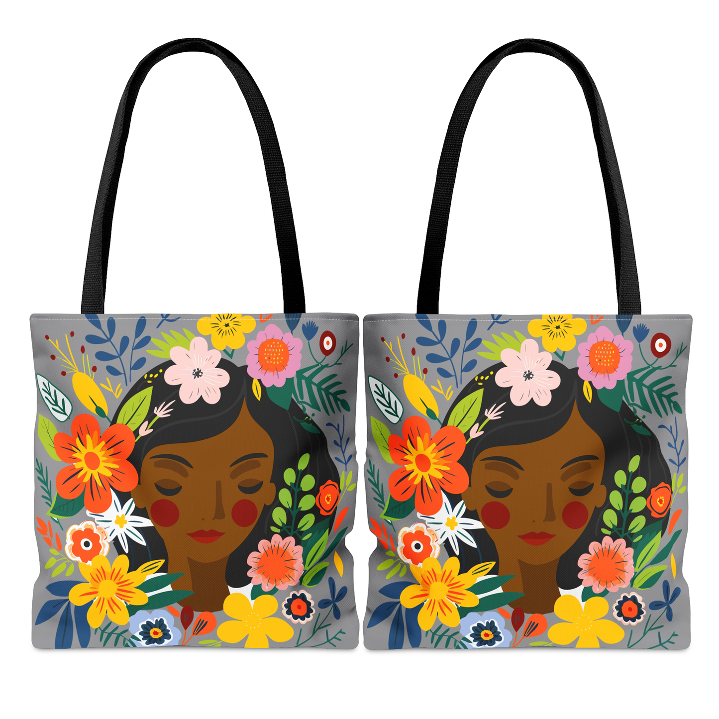 Floral Face Tote Bag