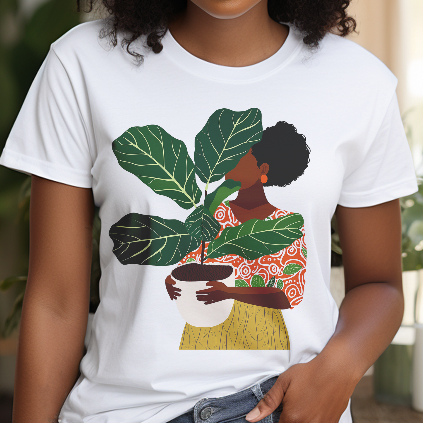 Woman with Potted Plant Shirt