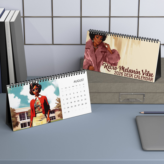Retro Melanin Vibe 2026 Desktop Calendar