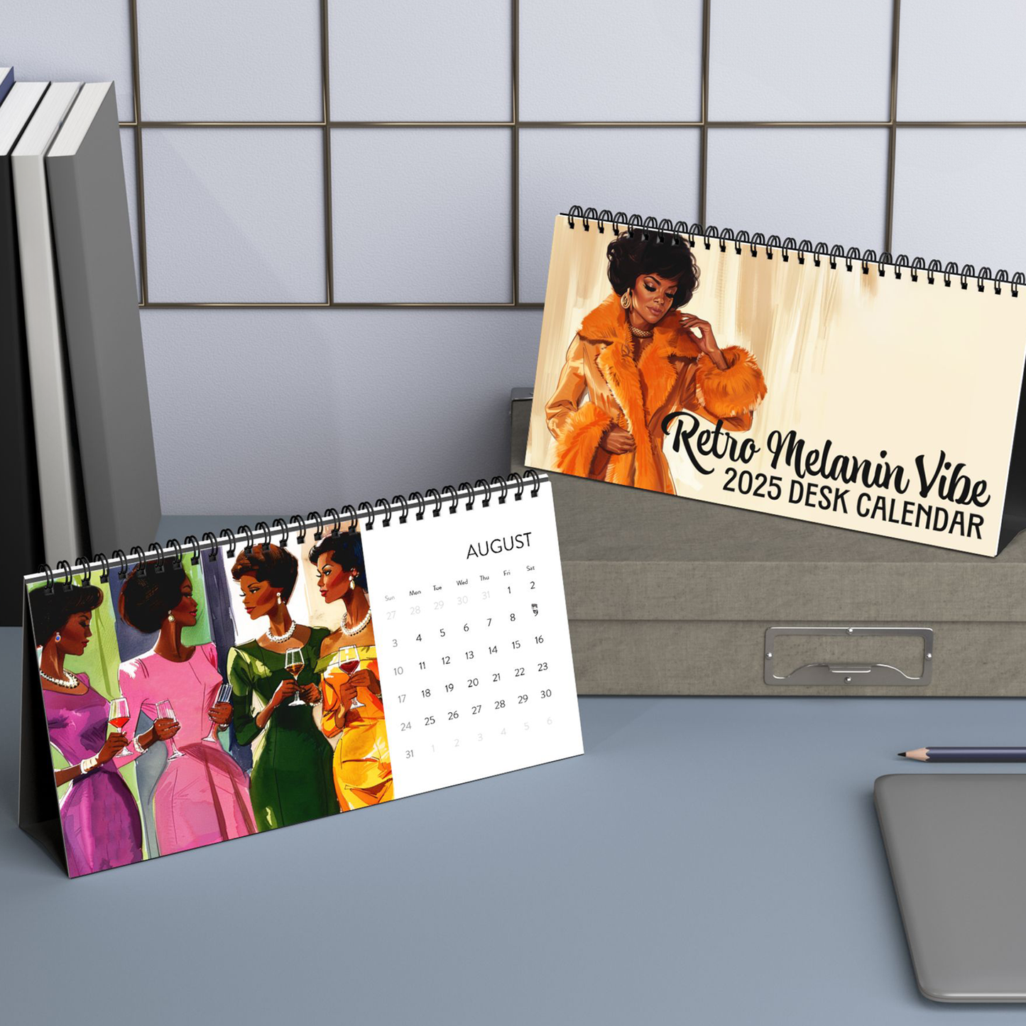 Retro Melanin 2025 Desk Calendar