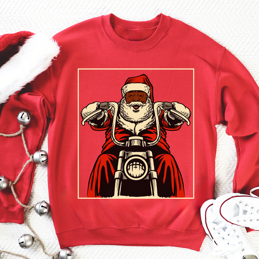 Santa on Motorcycle Sweatshirt