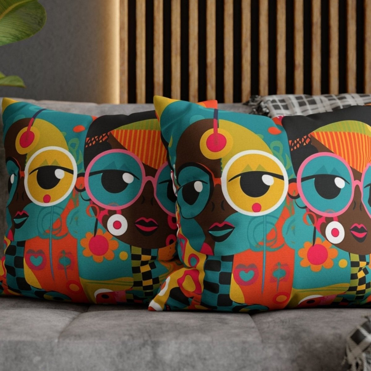 Abstract Duo Pillow - Afrocentric Art by The Trini Gee