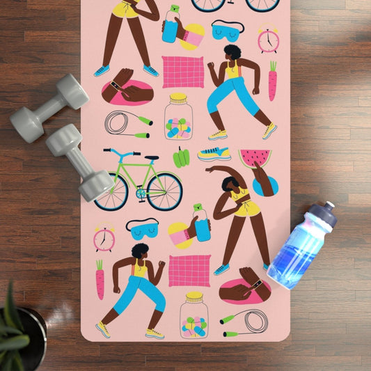 Active Afro Workout Yoga Mat - Afrocentric Art by The Trini Gee