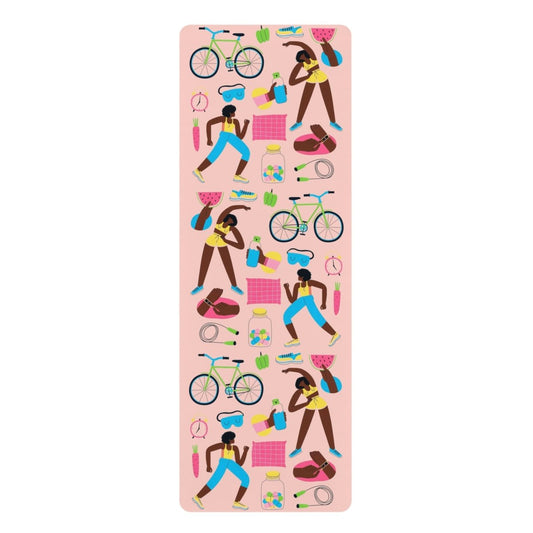 Active Afro Workout Yoga Mat - Afrocentric Art by The Trini Gee