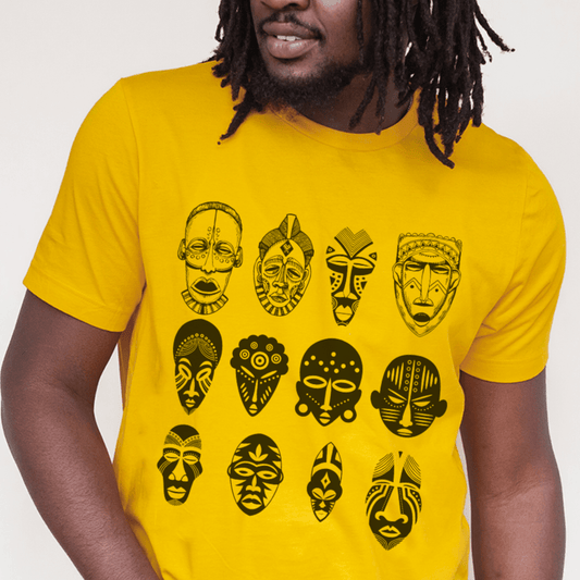 African Masks Shirt - Afrocentric Art by The Trini Gee