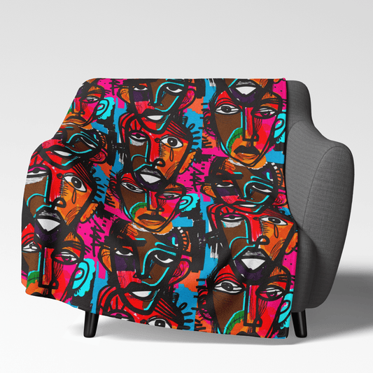 Afro Abstract Blanket - Afrocentric Art by The Trini Gee