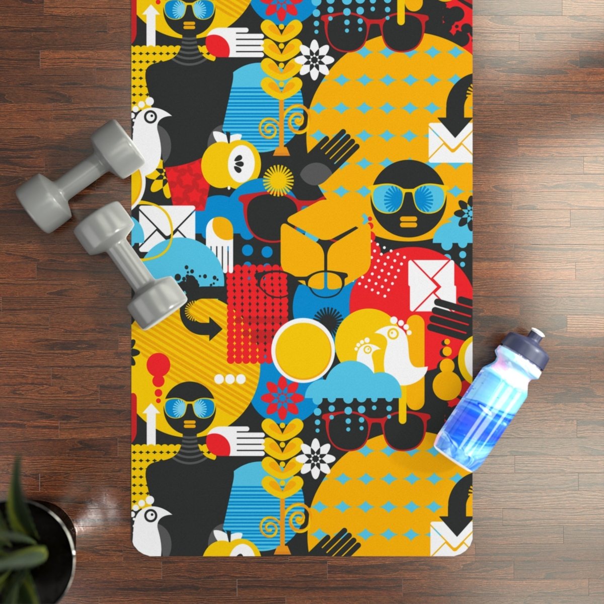 Afro Abstract Rubber Yoga Mat - Afrocentric Art by The Trini Gee