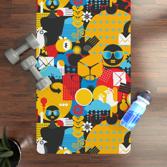 Afro Abstract Rubber Yoga Mat - Afrocentric Art by The Trini Gee