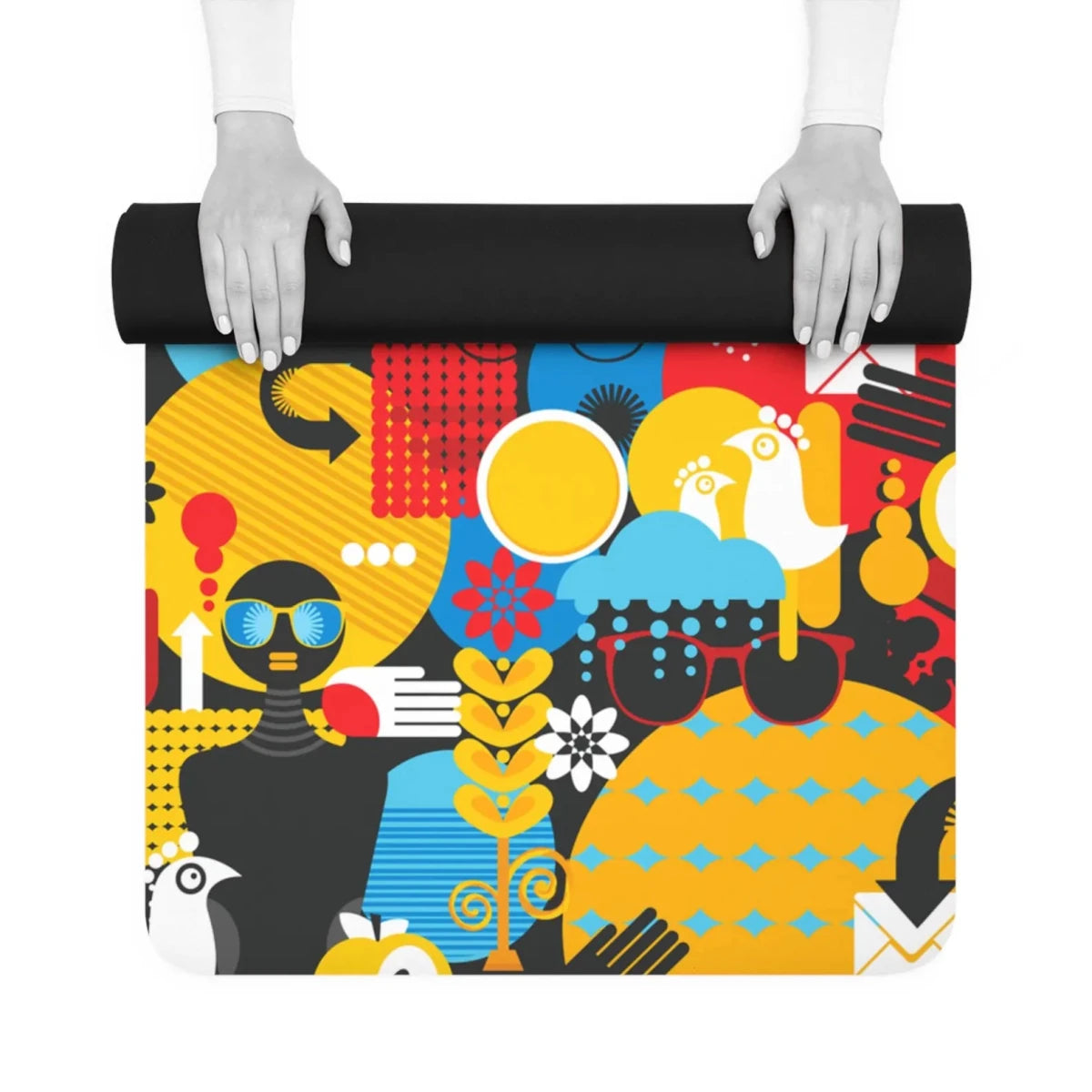 Afro Abstract Rubber Yoga Mat - Afrocentric Art by The Trini Gee