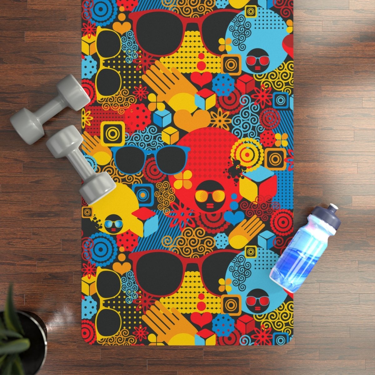 Afro Abstract Yoga Mat - Afrocentric Art by The Trini Gee