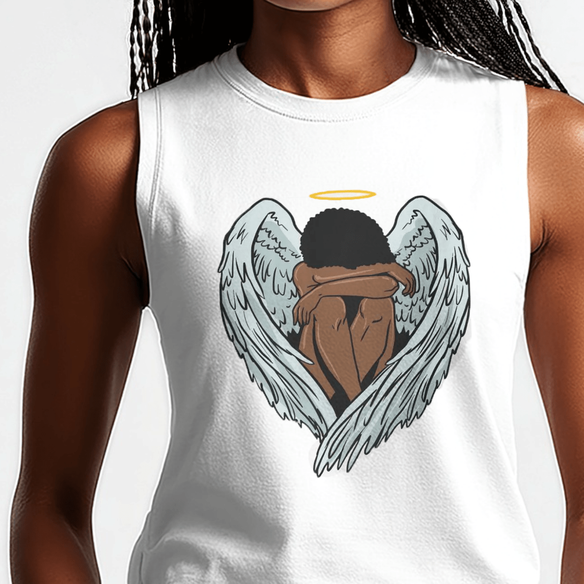Afro Angel Muscle Tank - Afrocentric Art by The Trini Gee