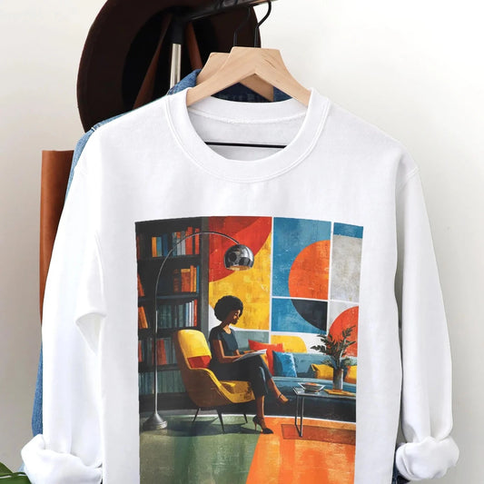 Afro Book Lover Sweatshirt - Afrocentric Art by The Trini Gee