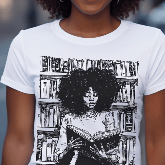 Afro Book Reading Shirt - The Trini Gee