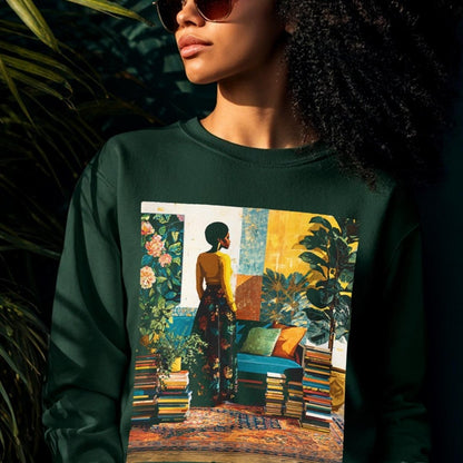 Afro Bookish Sweatshirt - Afrocentric Art by The Trini Gee