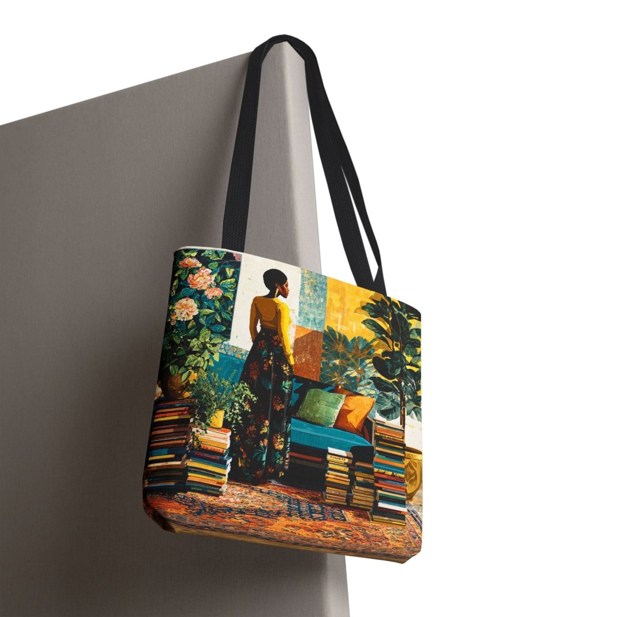 Afro Books Plants Tote Bag - Afrocentric Art by The Trini Gee