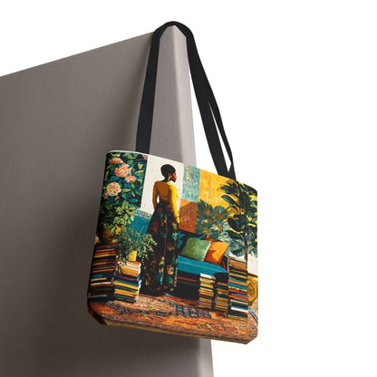 Afro Books Plants Tote Bag - Afrocentric Art by The Trini Gee