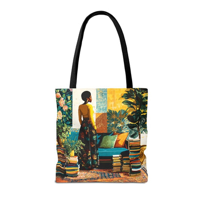 Afro Books Plants Tote Bag - Afrocentric Art by The Trini Gee