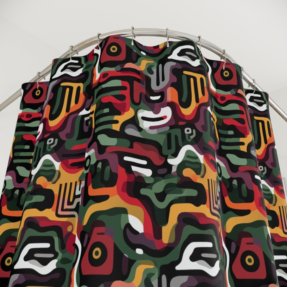 Afro Camo Shower Curtain - Afrocentric Art by The Trini Gee