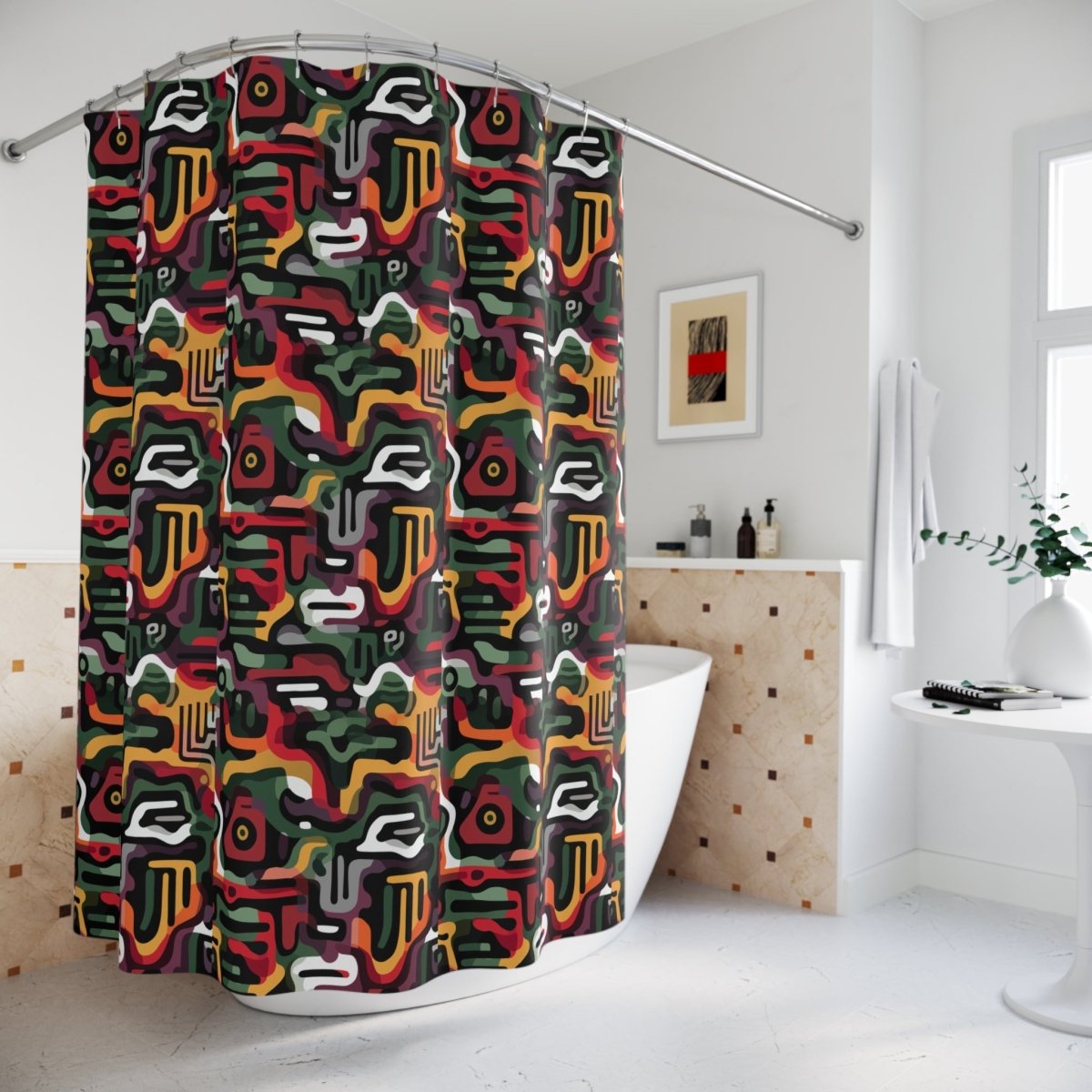 Afro Camo Shower Curtain - Afrocentric Art by The Trini Gee