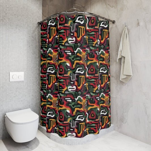 Afro Camo Shower Curtain - Afrocentric Art by The Trini Gee