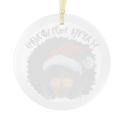 Afro Christmas Glass Ornament - Afrocentric Art by The Trini Gee