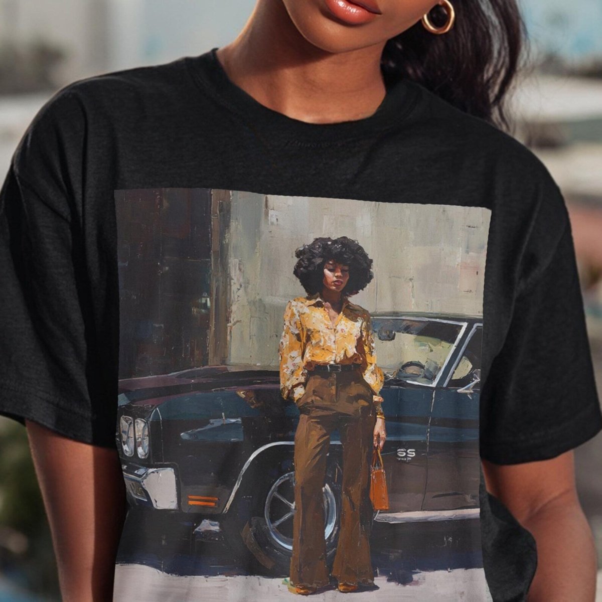 Afro Classic Car Shirt - Afrocentric Art by The Trini Gee