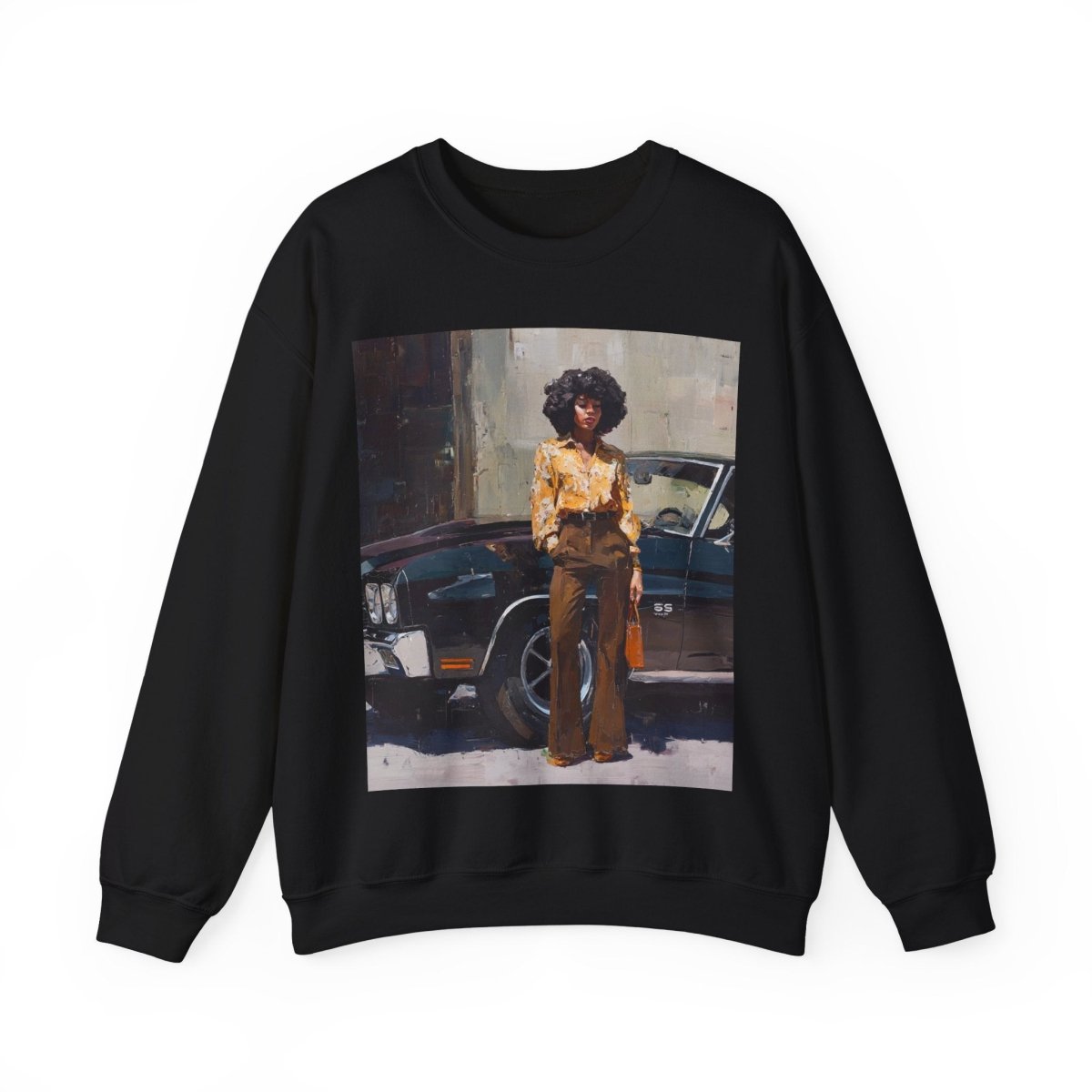 Afro Classic Car Sweatshirt - Afrocentric Art by The Trini Gee