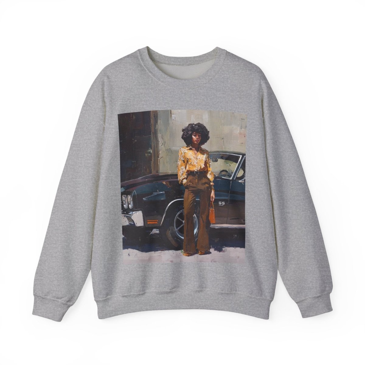 Afro Classic Car Sweatshirt - Afrocentric Art by The Trini Gee