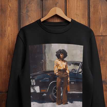 Afro Classic Car Sweatshirt - Afrocentric Art by The Trini Gee
