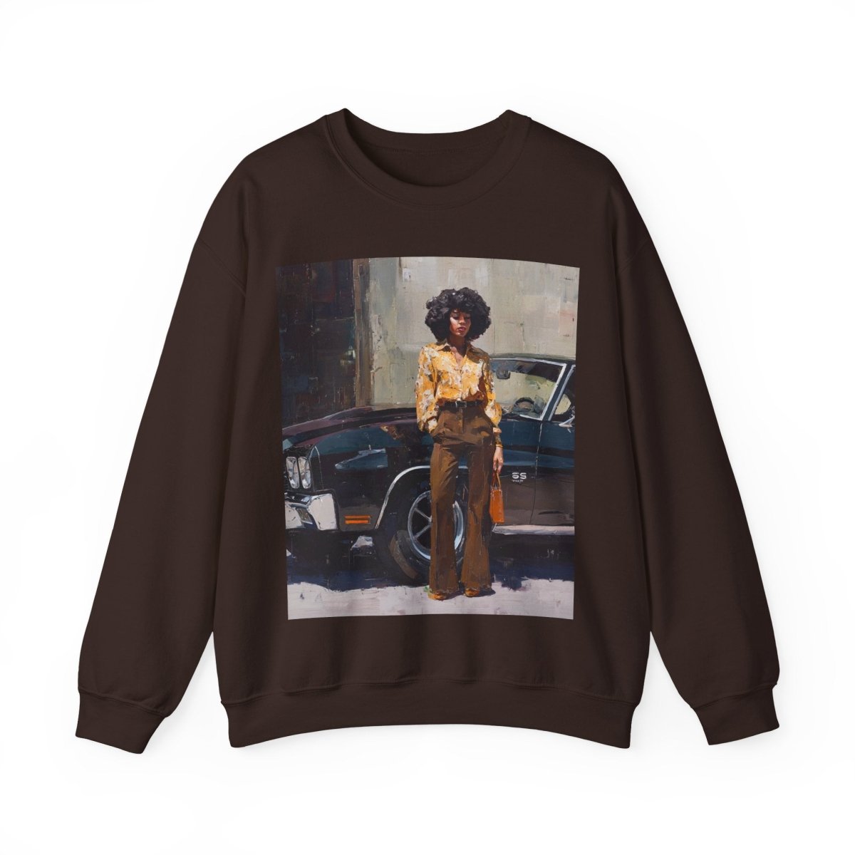 Afro Classic Car Sweatshirt - Afrocentric Art by The Trini Gee