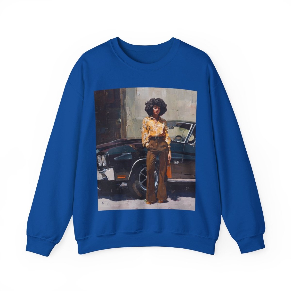 Afro Classic Car Sweatshirt - Afrocentric Art by The Trini Gee