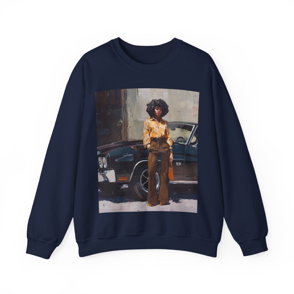 Afro Classic Car Sweatshirt - Afrocentric Art by The Trini Gee
