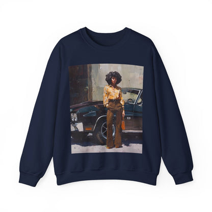 Afro Classic Car Sweatshirt - Afrocentric Art by The Trini Gee