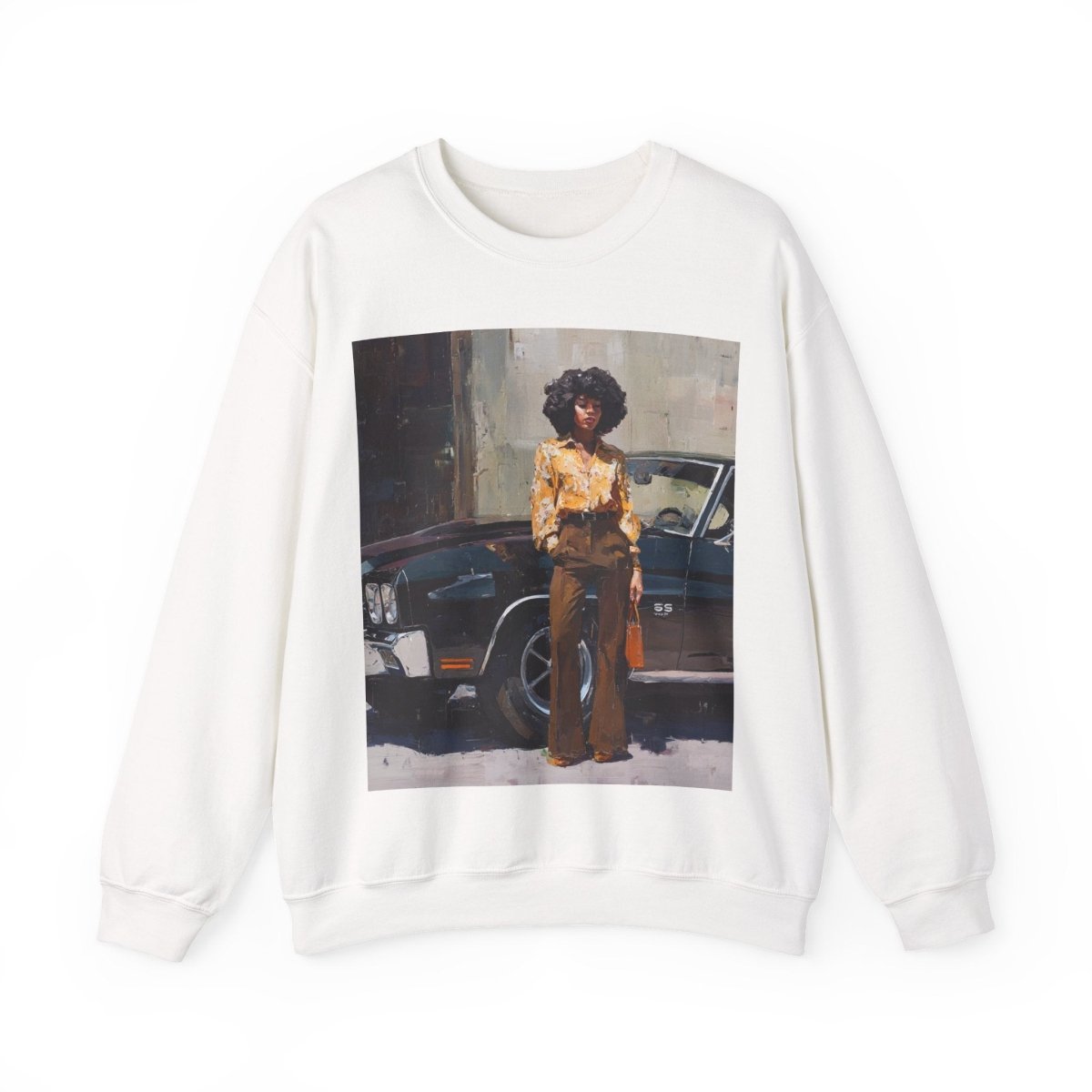 Afro Classic Car Sweatshirt - Afrocentric Art by The Trini Gee