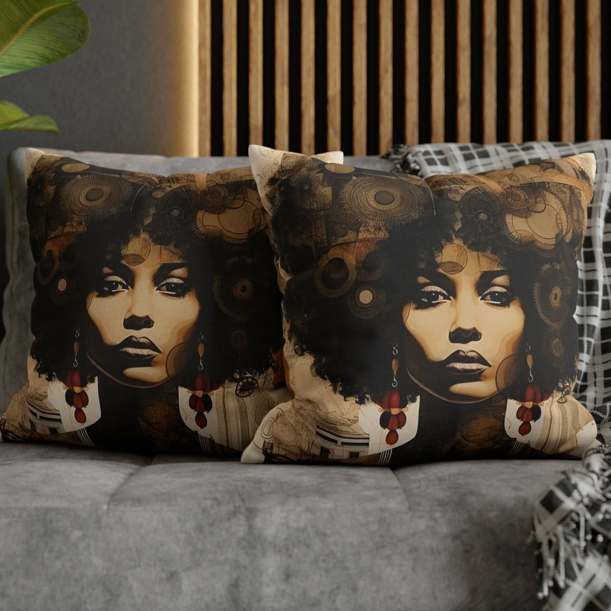 Afro Collage Pillow - Afrocentric Art by The Trini Gee