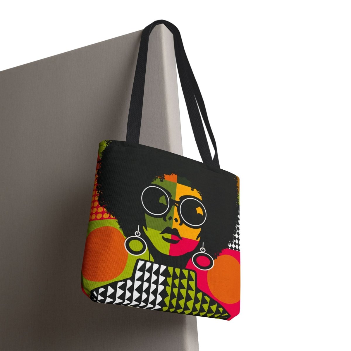 Afro Color Block Tote Bag - Afrocentric Art by The Trini Gee