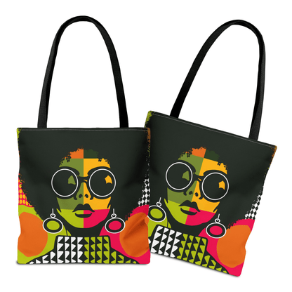 Afro Color Block Tote Bag - Afrocentric Art by The Trini Gee