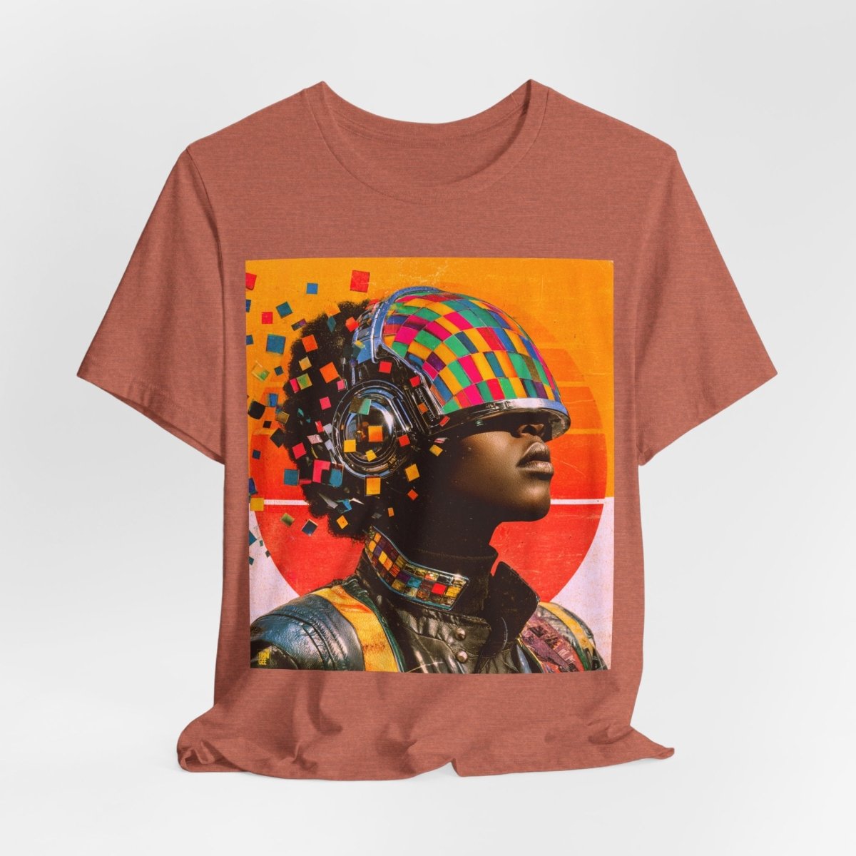 Afro Cyber Helmet Shirt - Afrocentric Art by The Trini Gee